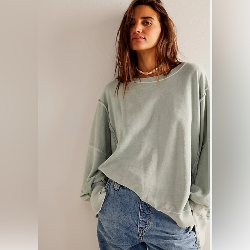 We the free Camden sweatshirt, XS, sea glass green, $78